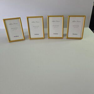 NWOT - Set of 4 Gold 3.5” x 5” Picture Frames, Stand-up easel for displaying